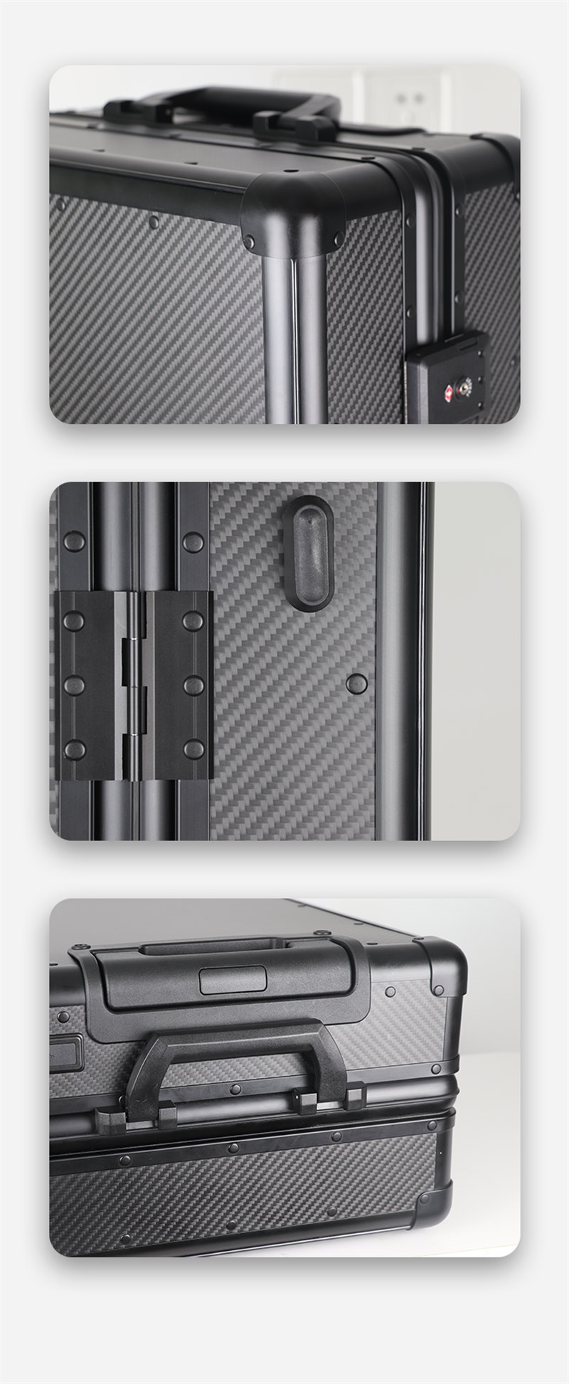 碳纖維行李箱 高檔時(shí)尚耐用旅行箱 萬(wàn)向輪TSA密碼鎖碳纖維輕質(zhì)高強(qiáng)度行李箱干碳包圍  -6